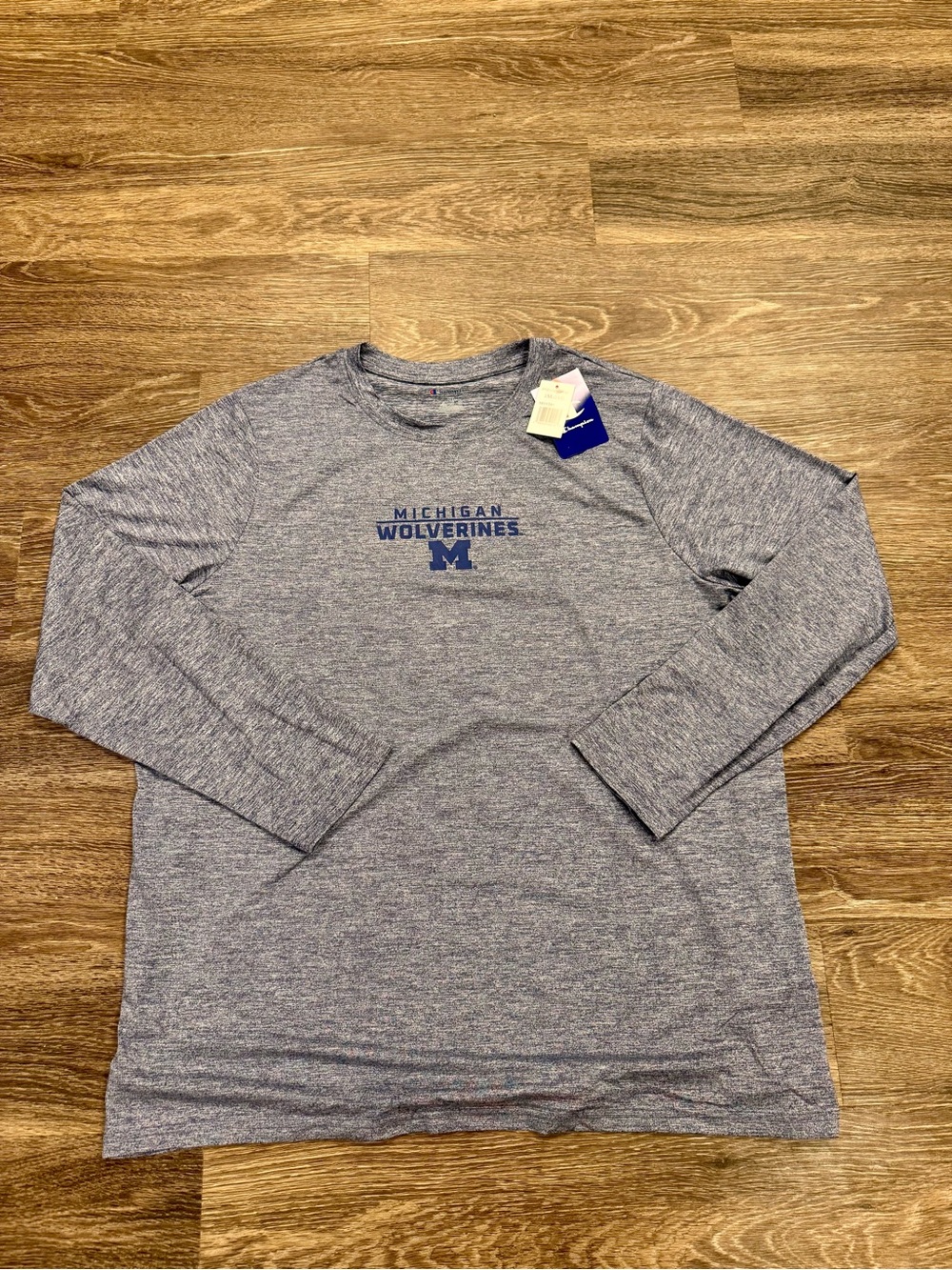NWT Champion Michigan Wolverines Performance Long Sleeve Shirt 2XL Gray